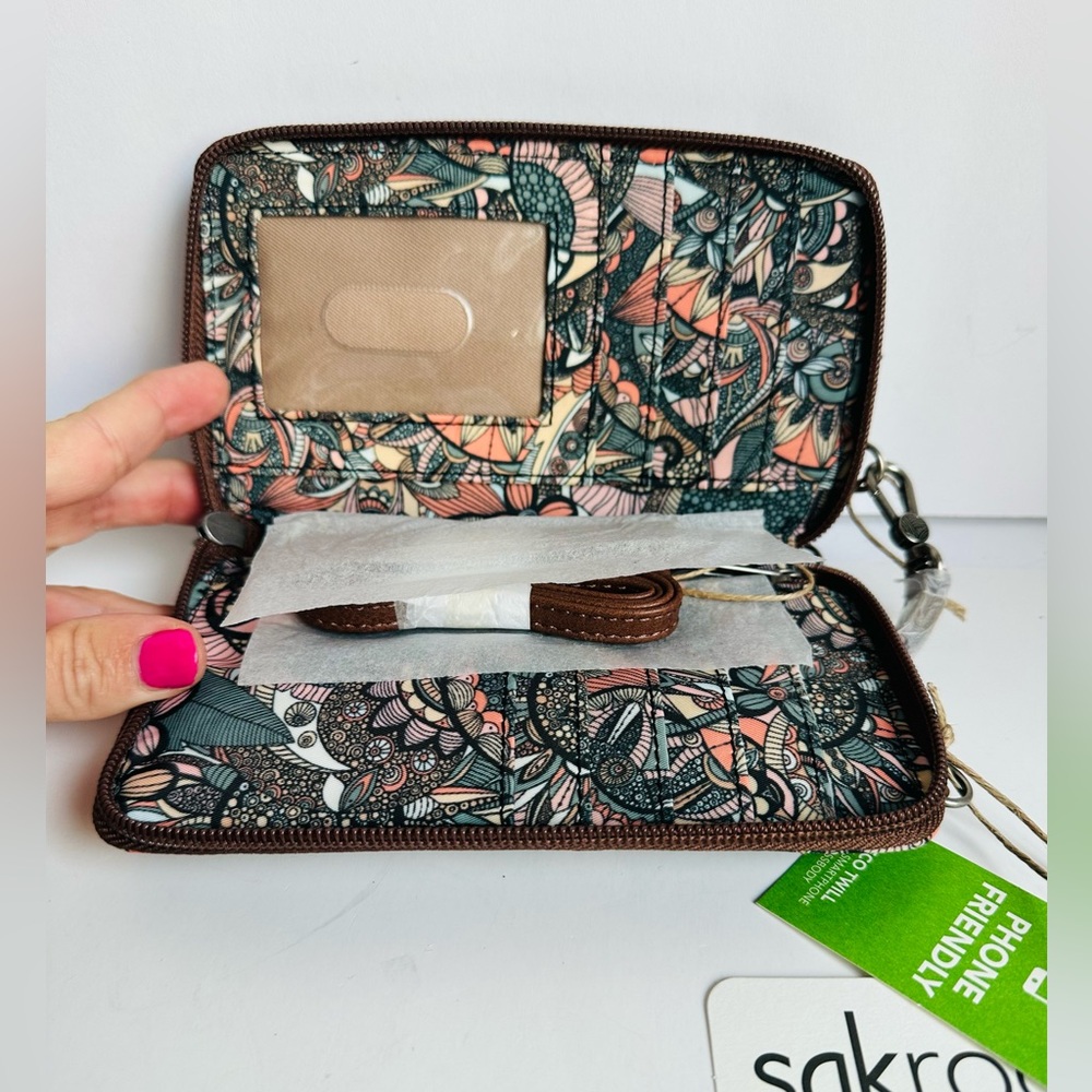 Sakroots Floral Phone Case Wristlet - Pink and Brown - Picture 2 of 3